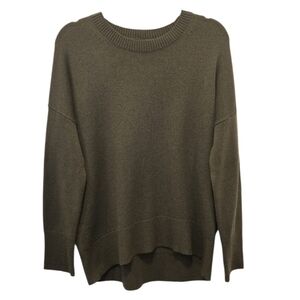 Theory Karenia F Olive 100% Cashmere Ribbed Hem Sweater Women’s M